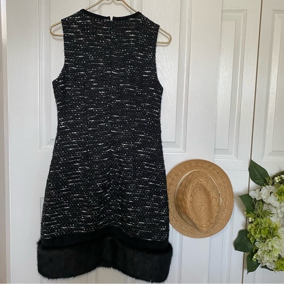 Calvin Klein shift dress with fur bottom size 6 winter Christmas - Picture 3 of 11